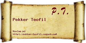 Pekker Teofil névjegykártya